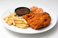 Chicken chop with chips Royalty Free Stock Photo