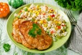 Chicken chops with rice and vegetables Royalty Free Stock Photo