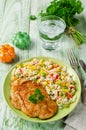 Chicken chops with rice and vegetables Royalty Free Stock Photo