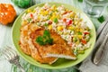 Chicken chops with rice and vegetables Royalty Free Stock Photo