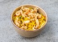 chicken chowmein or chow mein served in dish isolated on background top view of asian food