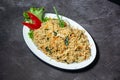 Chicken Chowmein served in dish isolated on grey background top view of indian and bangladesh food