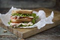 Chicken Club Sandwich with Lettuce and Tomato