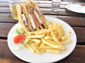 Chicken Club Sandwich with Potato Fries