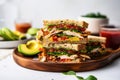 chicken club sandwich with thinly sliced chicken and avocado