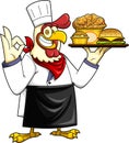 Chef Chicken Rooster Cartoon Character Present Best Fast Food