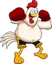 Angry Boxer Chicken Rooster Cartoon Character Wearing Boxing Gloves Royalty Free Stock Photo