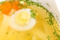 Chicken consomme soup with homemade noodles. Royalty Free Stock Photo