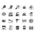 Chicken cooking and food related icon and symbol set