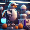 chicken coop of the future with bilgic androids that hatch eggs Royalty Free Stock Photo