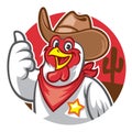 Chicken cowboy thumb up Royalty Free Stock Photo