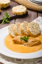 Chicken on cream with pepper season Royalty Free Stock Photo