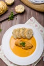 Chicken on cream with pepper season Royalty Free Stock Photo