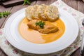 Chicken on cream with pepper season Royalty Free Stock Photo