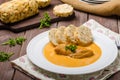 Chicken on cream with pepper season Royalty Free Stock Photo