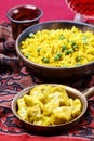 Chicken curry with basmati rice and green peas Royalty Free Stock Photo