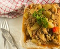 Chicken curry bunny chow.