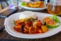 Chicken curry with rice selective focus, asian spicy food Royalty Free Stock Photo
