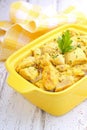 Chicken curry in a yellow bowl Royalty Free Stock Photo
