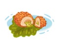Chicken cutlet stuffed. Vector illustration on a white background.