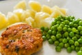 Chicken cutlet with green peas