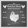 Chicken cuts diagram Butcher shop background