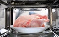 Chicken defrosting using microwave oven Royalty Free Stock Photo