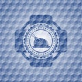 Chicken dish icon inside blue badge with geometric pattern.  EPS10 Royalty Free Stock Photo