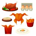 Chicken dishes set, poultry products, grill food Royalty Free Stock Photo