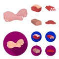 Chicken drumstick, podcherevina, crab sticks, meatloaf. Meat set collection icons in cartoon,flat style vector symbol