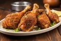 chicken drumsticks with crusted jerk seasoning on a dish Royalty Free Stock Photo