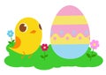 Chicken and Easter decorated egg vector