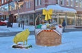 Chicken and Easter eggs on Storgatan in LuleÃÂ¥