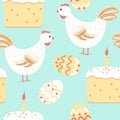 Chicken easter seamless pattern