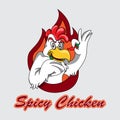 Chicken eating chilis cartoon logo mascot Royalty Free Stock Photo