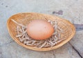 Chicken egg in bamboo basket Royalty Free Stock Photo
