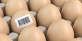 Chicken egg with barcode sticker. Quality control concept Royalty Free Stock Photo