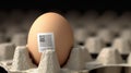 Chicken egg with barcode sticker. Quality control concept. gener Royalty Free Stock Photo