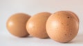 Chicken eggs on white background,healthy food a lot of vitamin and good cholesterol,HDL,Still-life concept.