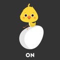 Chicken and egg. Learning preposition with bird