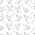 Chicken and Egg Pattern Coloring Outline for Kids Royalty Free Stock Photo