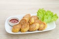 Chicken Egg rolls, made from mixtured minced chicken with tapioca, carrots, scallions and eggs Royalty Free Stock Photo