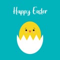 Chicken in egg shell. Vector illustration. Cute character. Happy Easter greeting card design Royalty Free Stock Photo