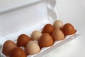 white container with ten eggs for cooking Royalty Free Stock Photo