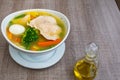 Chicken and egg vegetable soup