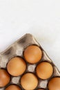 Chicken Egg on a white wooden background. organic eggs. Top view