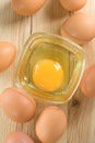 Chicken egg yolk in the glass bowl Royalty Free Stock Photo