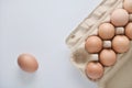 Chicken eggs are arranged in a gradient color tone,top view