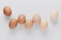 Chicken eggs are arranged in a gradient color