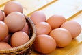 Chicken eggs of brown color